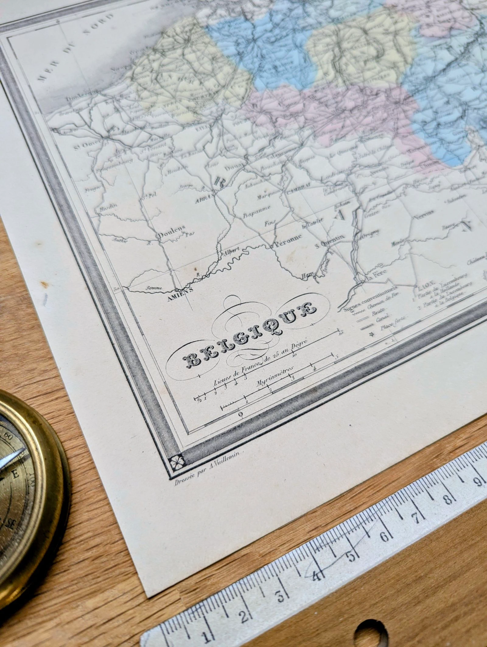 A Bélgica, mapa antigo, impresso em 1852. Autêntico. – photo 5